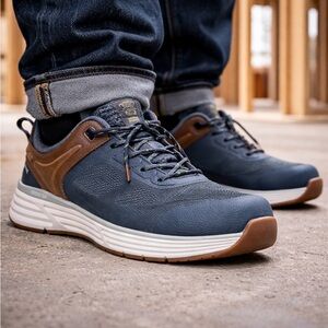 Georgia Boot Mens 12 W Blue Durablend Composite Toe Leather Slip Oil Resistant